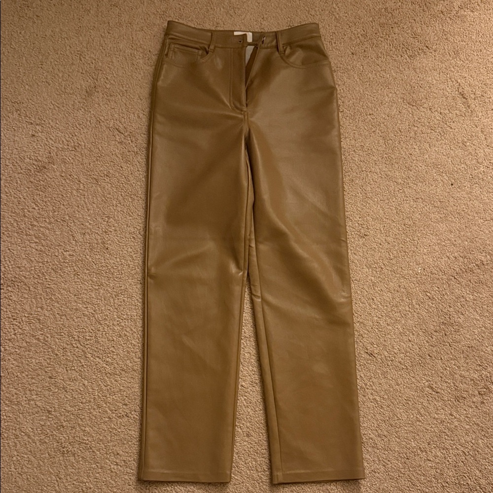 Aritzia Wilfred Tan Faux Leather Pants